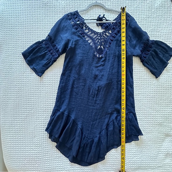 EKOUAER Womens Navy Blue Swim Cover Up Tunic Dress Beach Pool Crochet Size M - Picture 11 of 12